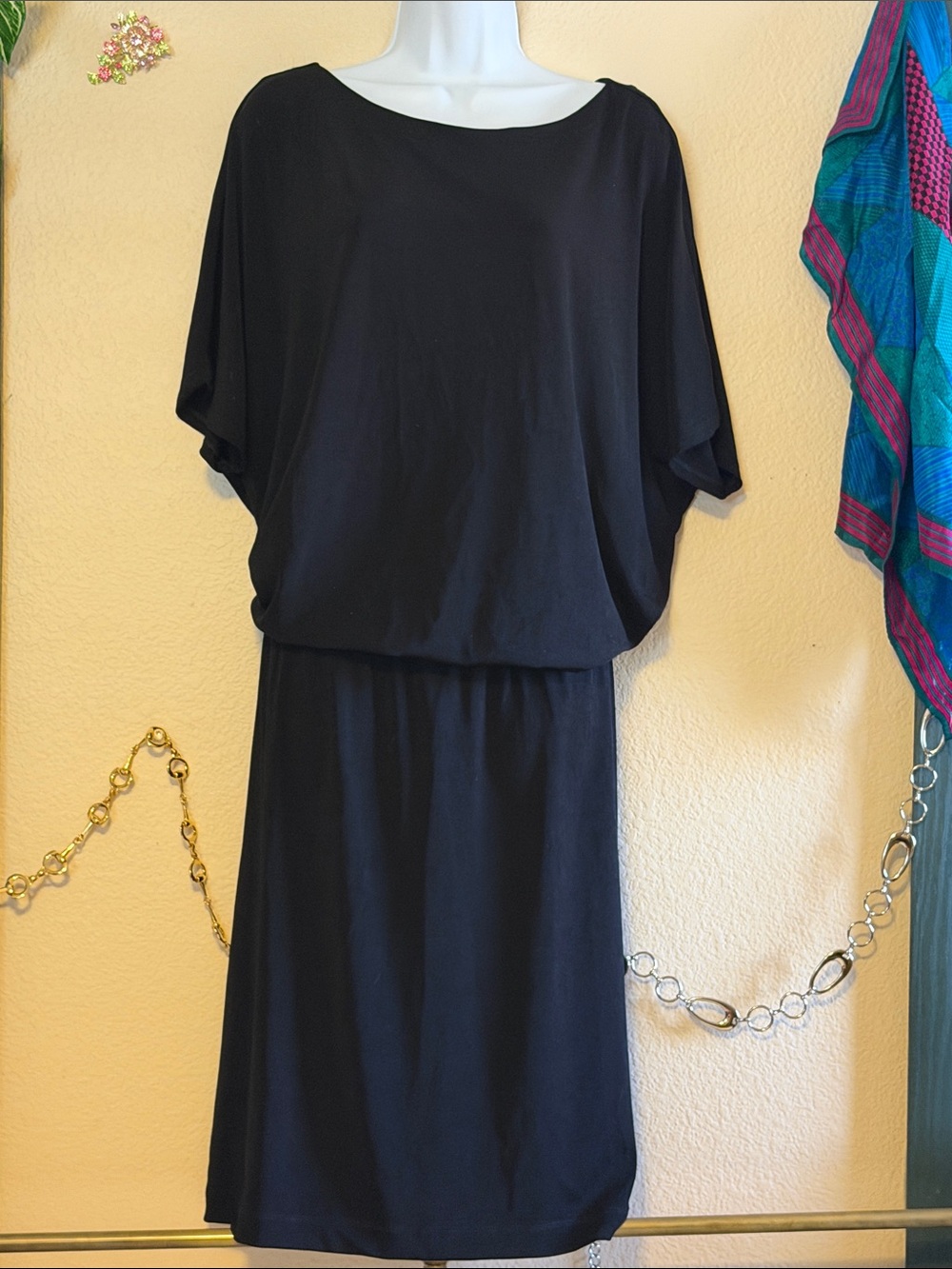 Chico’s Black Travelers Elastic Waist Dress New 4 Plus Size 20 22 XXL Flattering